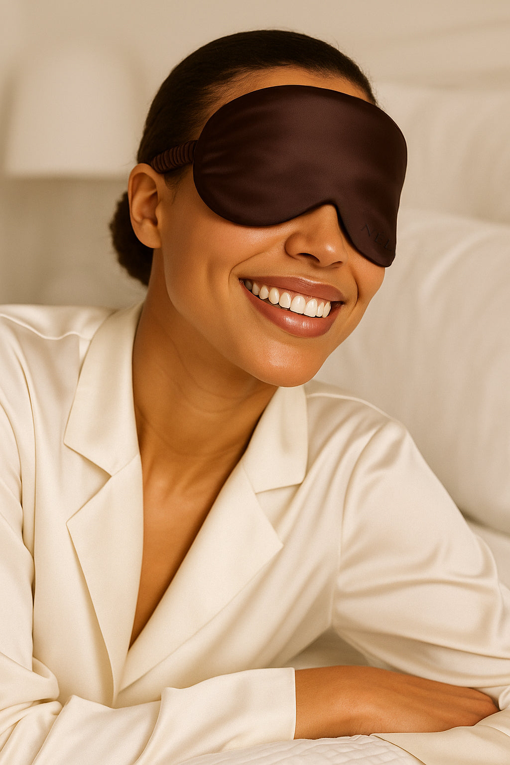 Sovmask i 100% Mulberry silke - Coffee