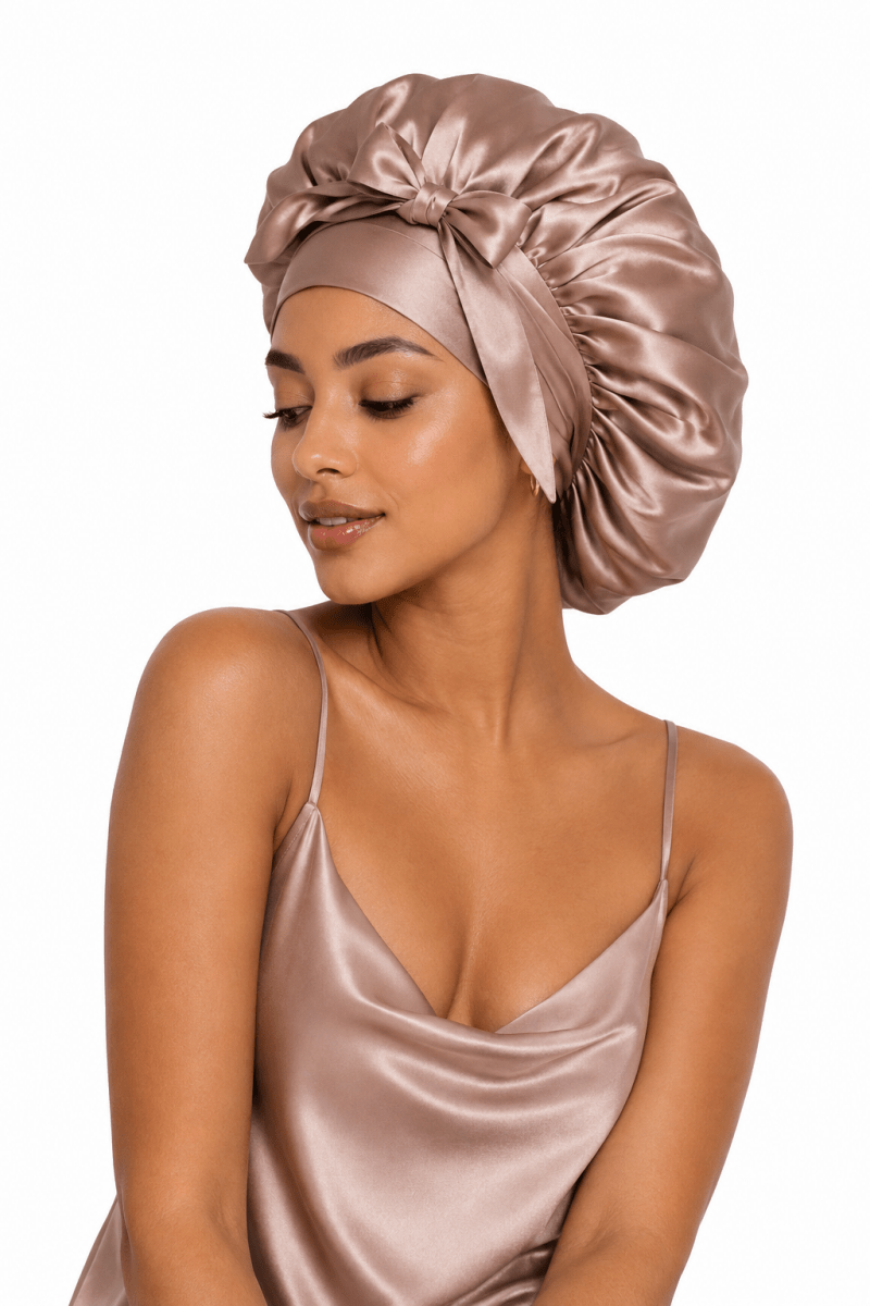 Silkesmössa i 100% Mullbärssilke – Rose Gold - NÉLHAF