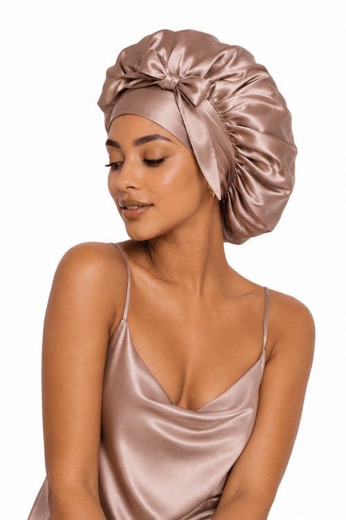 Silkesmössa i 100% Mullbärssilke – Rose Gold - NÉLHAF