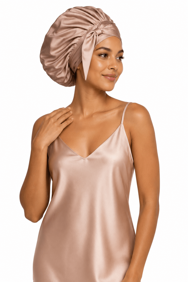 Silkesmössa i 100% Mullbärssilke – Rose Gold - NÉLHAF
