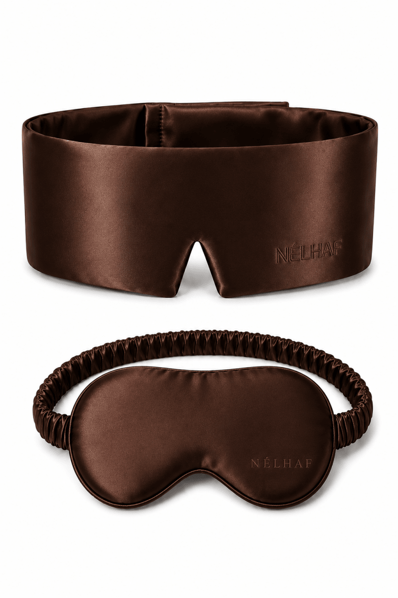 2 Siden Sovmasker i 100% Mulberry silke - Coffee - NÉLHAF